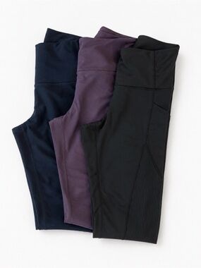 Old Navy High-Waist Performance Leggings Trio - Black, Purple, Navy